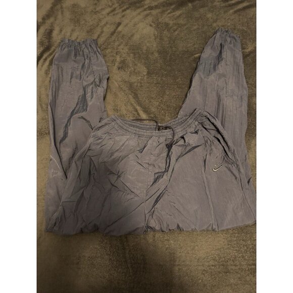 Vtg Nike L Mens Pants Track Windbreaker Ankle Zip Jogger Swoosh 90s Blue/grey - Picture 1 of 5